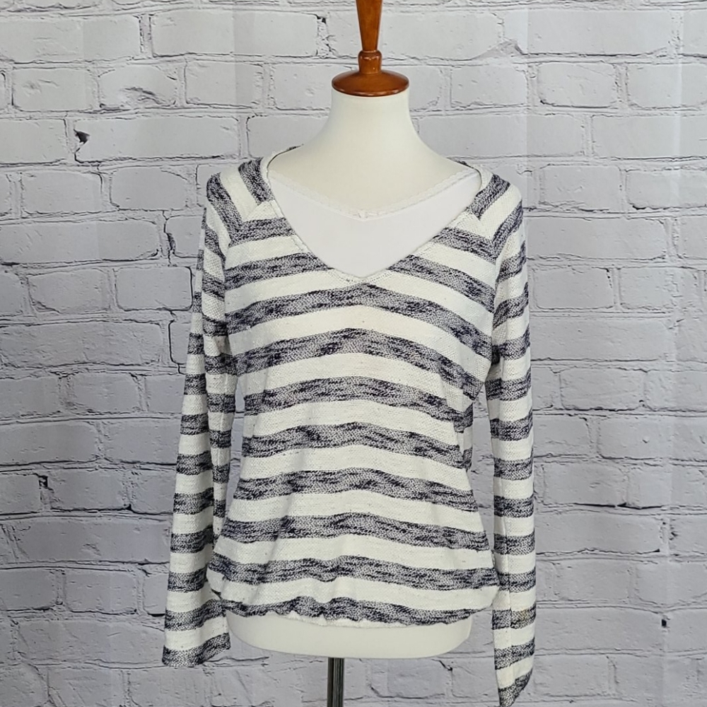 Sanctuary navy & white slub top